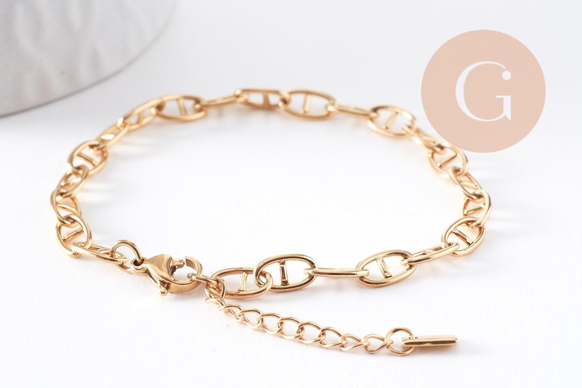 Gingerlily chaînes maille marine G10348 bracelet acier doré 16,7cm
