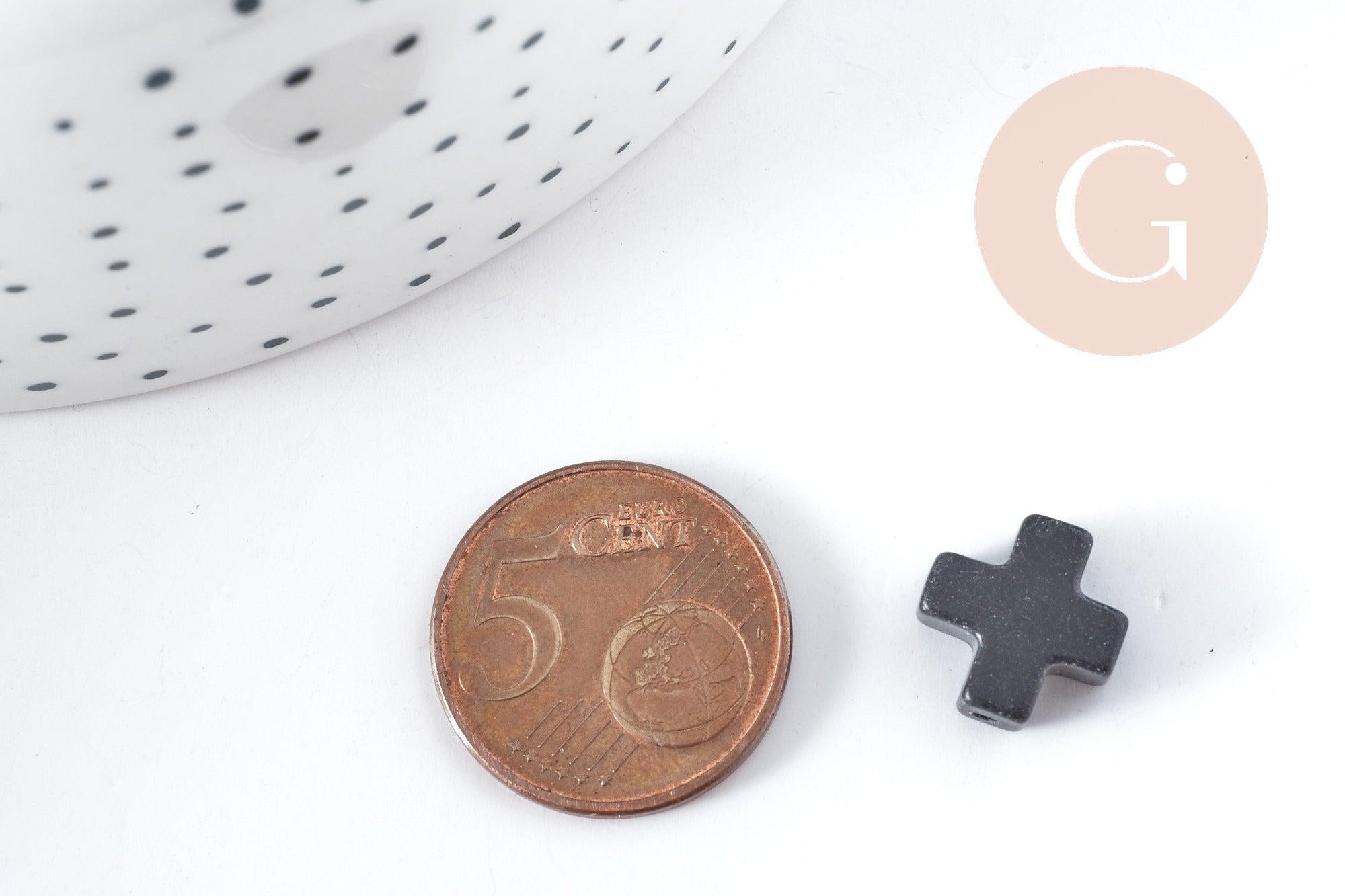 Gingerlily Perles G8280 croix onyx noir naturel 12mm x5