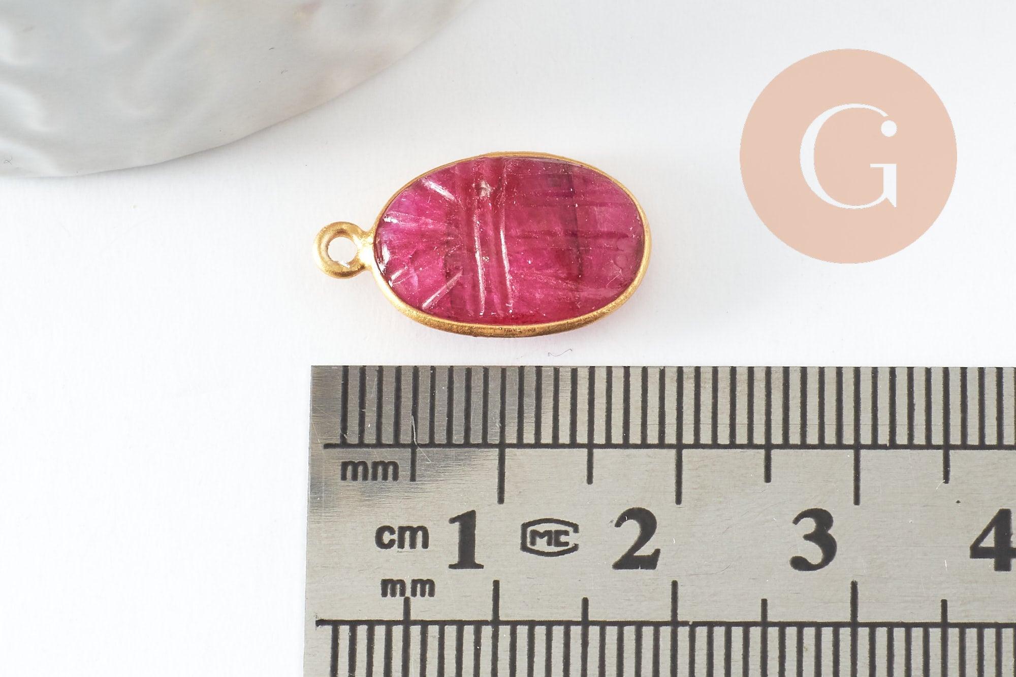 Gingerlily Pendentifs G9439 scarabée rubis argent doré 20mm x1