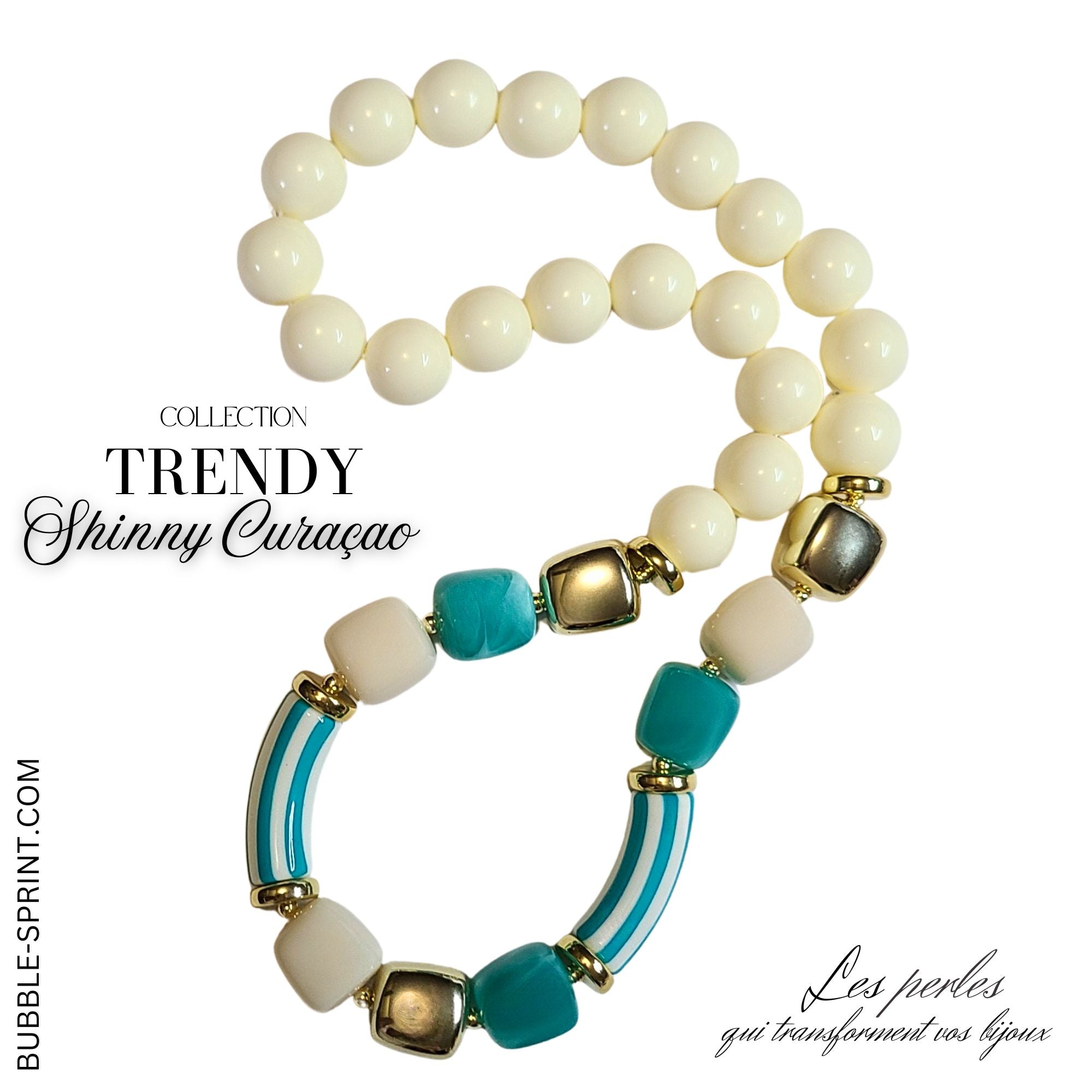ARTSHOP Trendy Collier Shinny Curaçao acrylique monté 48 cm