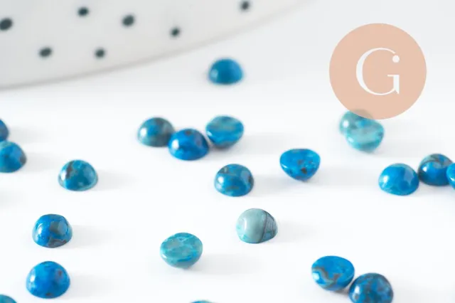 Gingerlily Pierres naturelles G10032 cabochon rond bleu 4mm