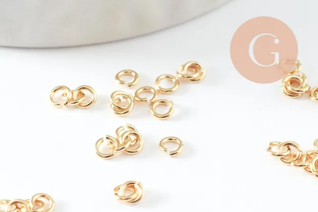 Gingerlily Perles Anneaux ouverts laiton doré 24K 3 mm x50