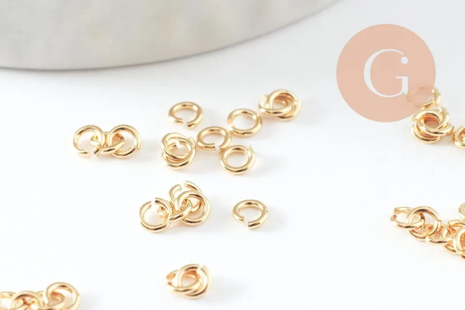 Gingerlily Perles Anneaux ouverts laiton doré 24K 3 mm x50