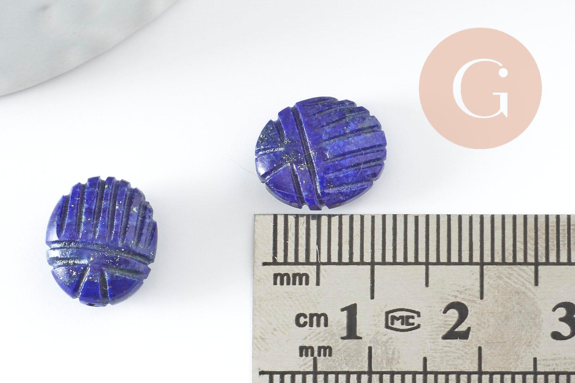 Gingerlily Perle scarabée lapis lazuli 13mm x1 AAA