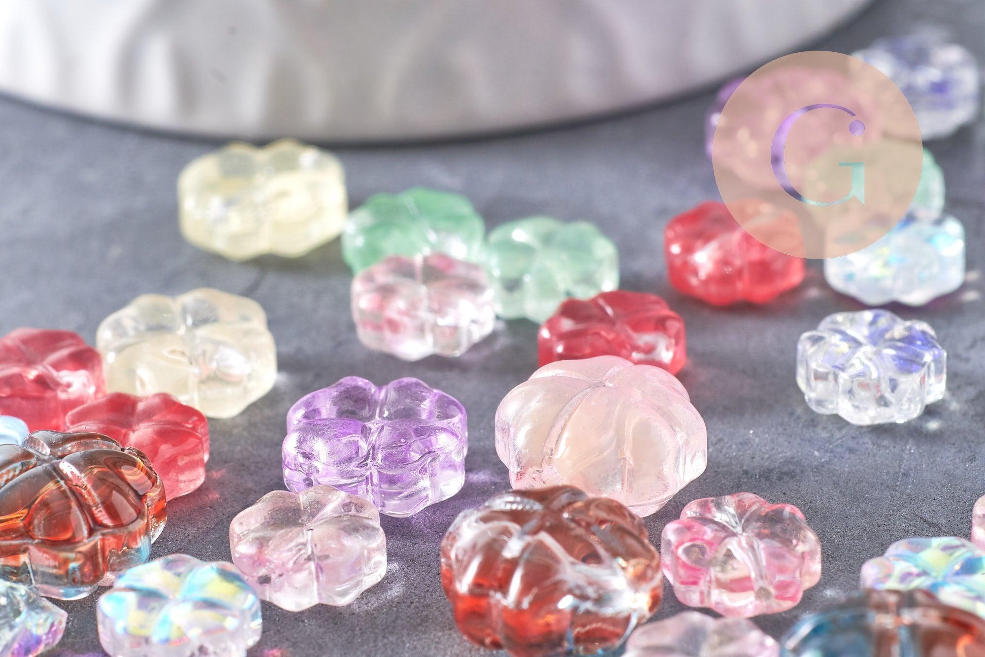 Gingerlily Perles pour bijoux DIY G10367 perle fleur verre multicolore x10