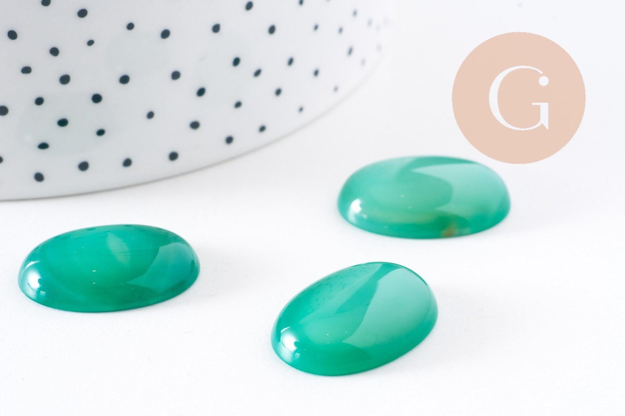Gingerlily Pierres G10212 cabochon agate vert émeraude 25x18mm