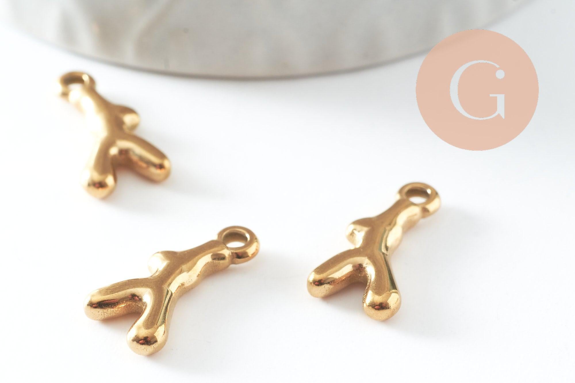Gingerlily G9835 pendentif branche corail acier doré 18mm x1