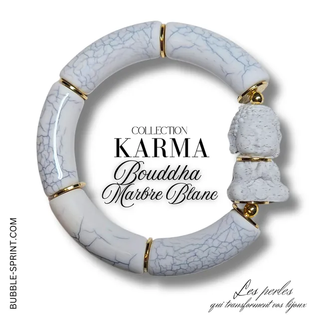 ARTSHOP Bijoux en KITS KARMA bracelet bouddha marbre blanc