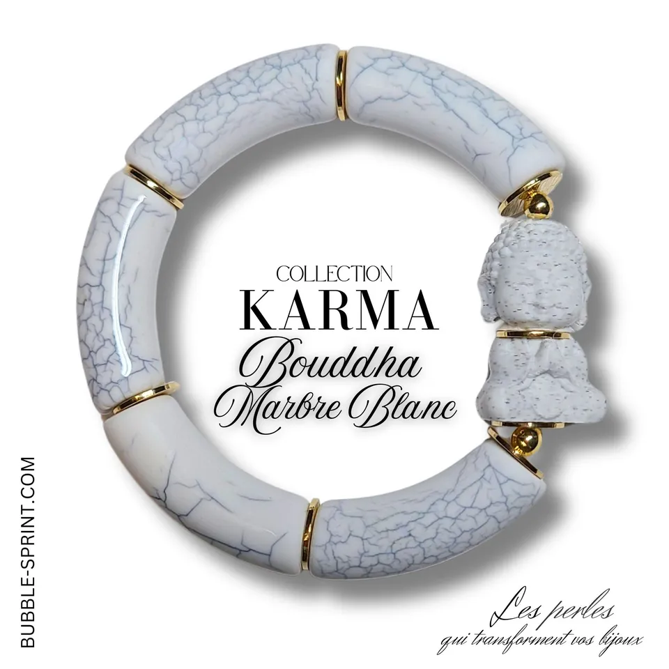 ARTSHOP Bijoux en KITS KARMA bracelet bouddha marbre blanc