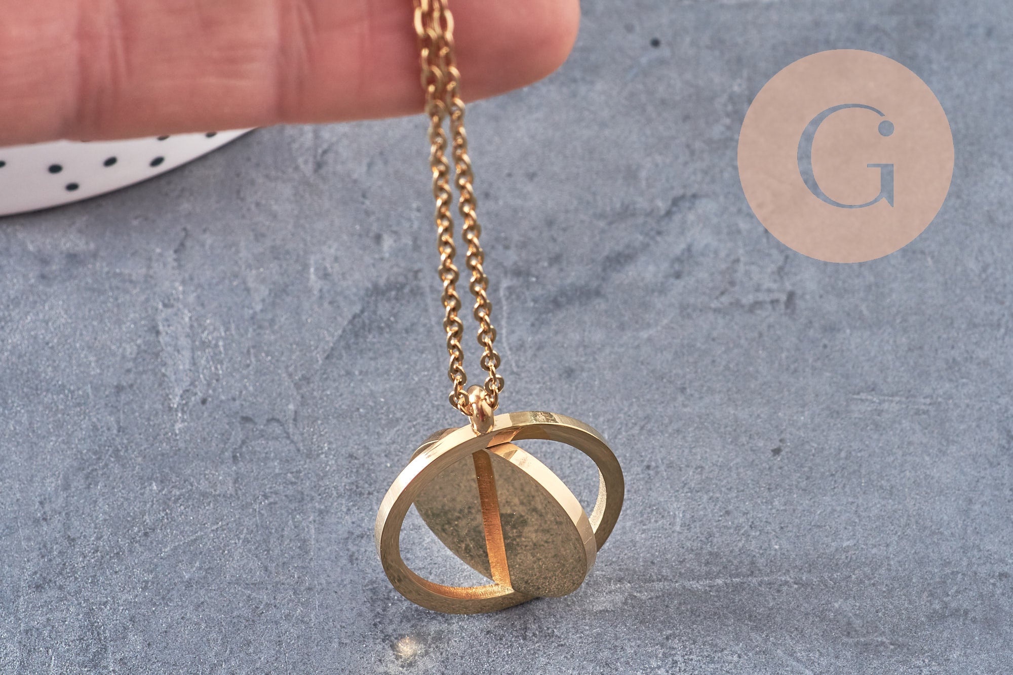 Gingerlily Bijoux personnalisés G10928 collier rotatif doré sans gravure