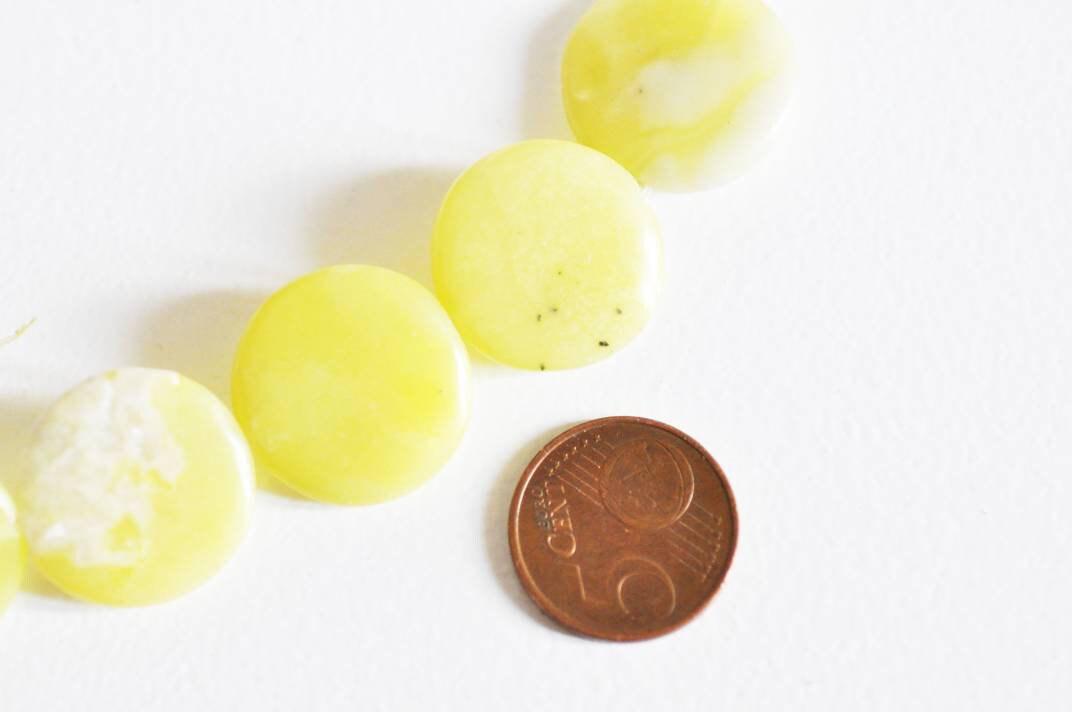 Gingerlily Perles G600 5 perles jade jaune rondes 22mm