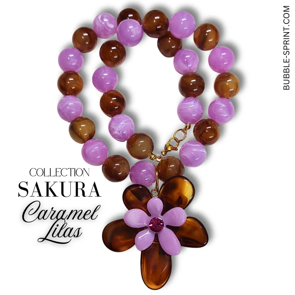 ARTSHOP SAKURA collier caramel lilas 48cm kit à faire
