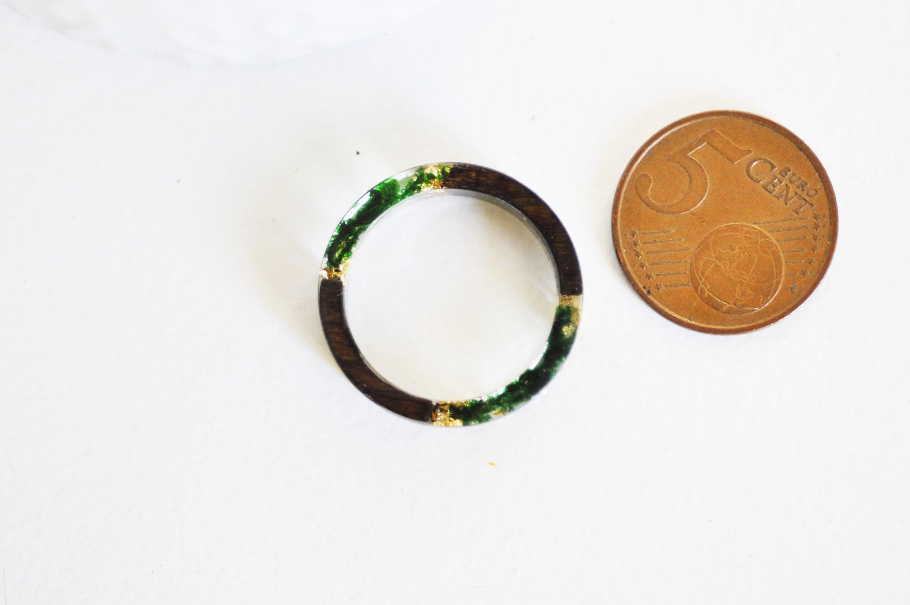 Gingerlily Perles Bague ébène résine 19mm x1 feuille or