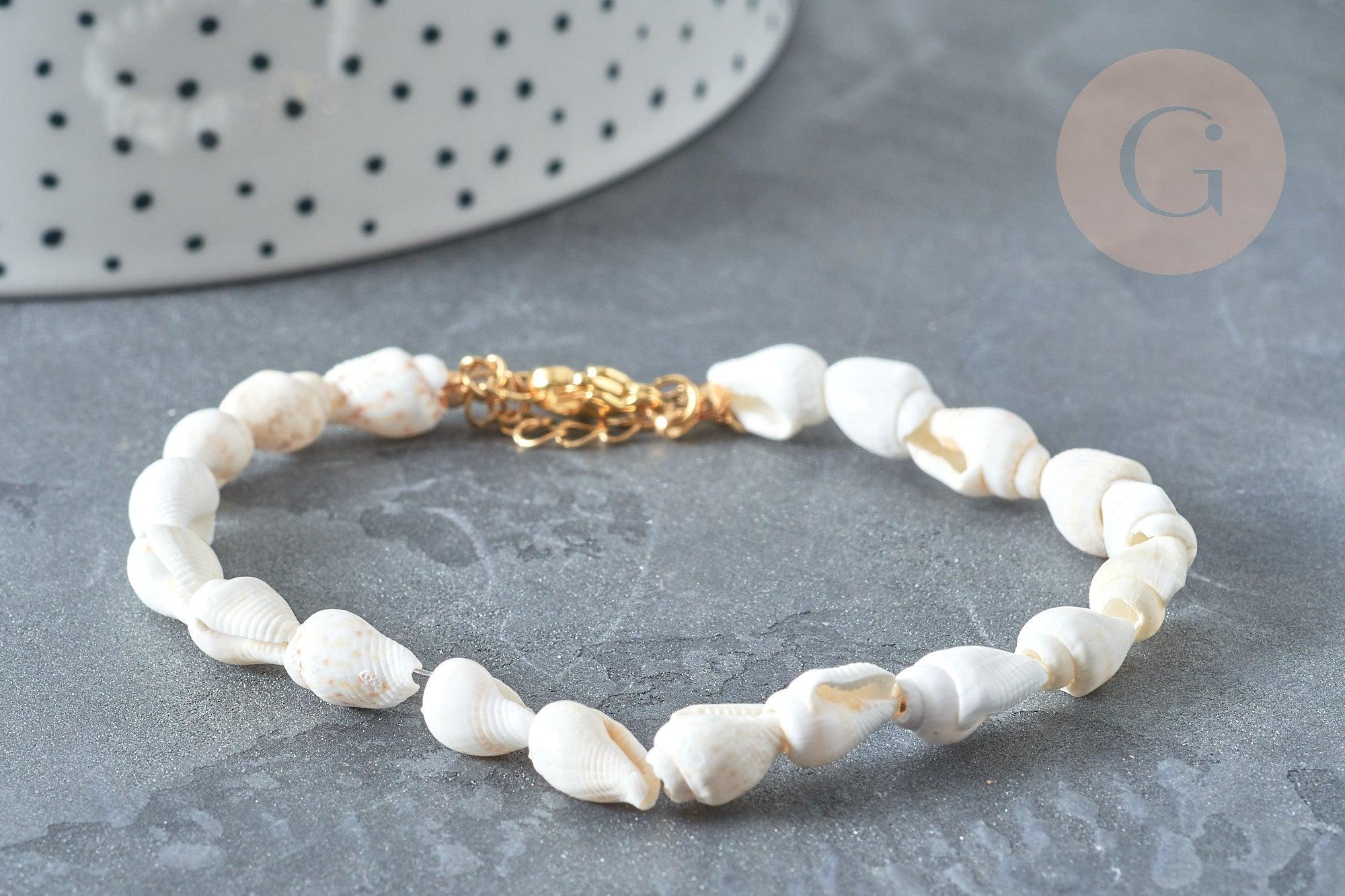 Gingerlily Pendentifs DIY G7803 bracelet coquillage blanc 19,5cm