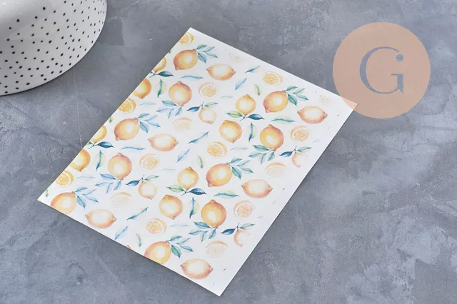 Gingerlily Pâte polymère G11032 feuille transfert citrons aquarelle