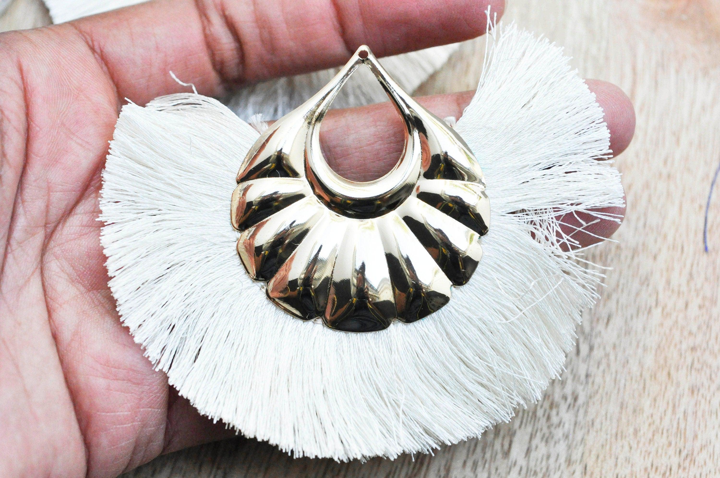 Gingerlily G4537 pendentif pompon fil écru doré 85 mm x2