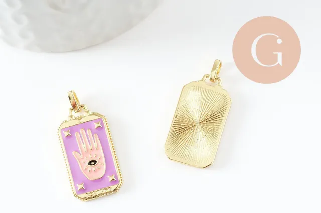 Gingerlily rectangle G10048 pendentif laiton doré noir x1