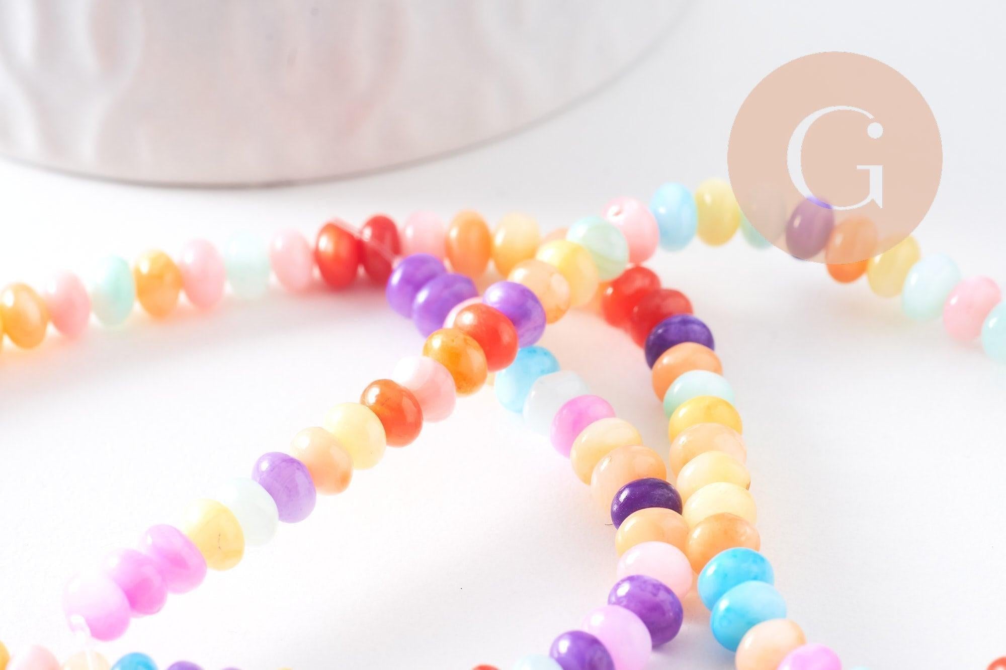 Gingerlily Perles DIY Rondelle nacre multicolore 5x3 mm fil 38 cm