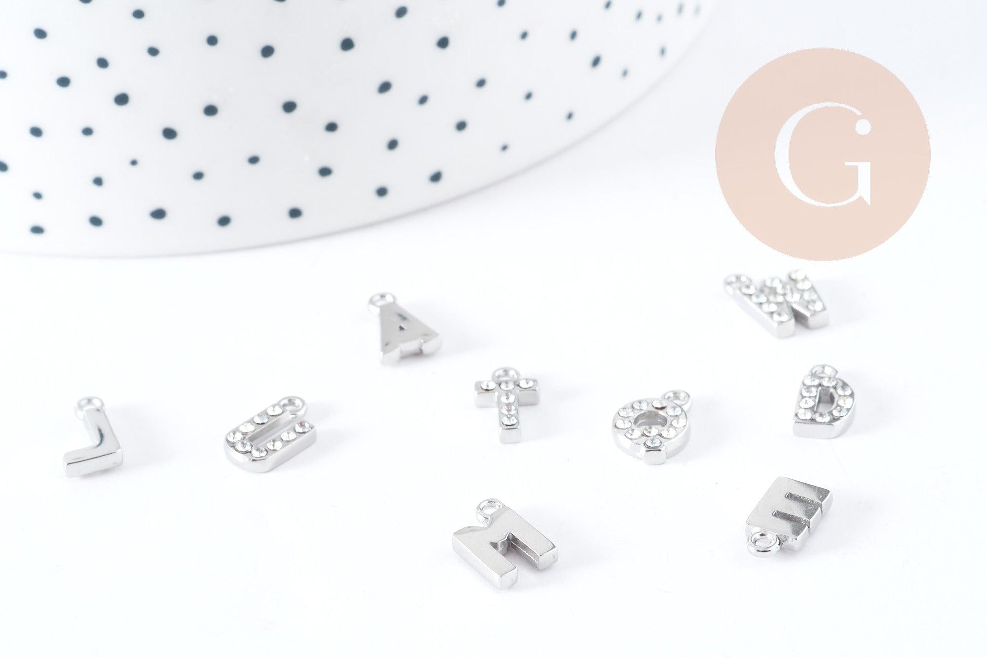 Gingerlily Pendentifs DIY Lettre cristal G8932 breloque acier 10mm x1