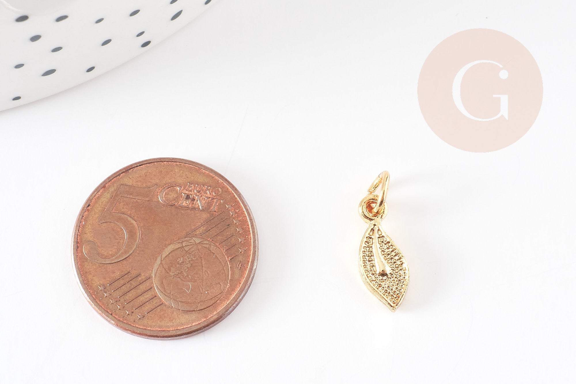 Gingerlily G5458 pendentif feuille doré x5 9,5mm