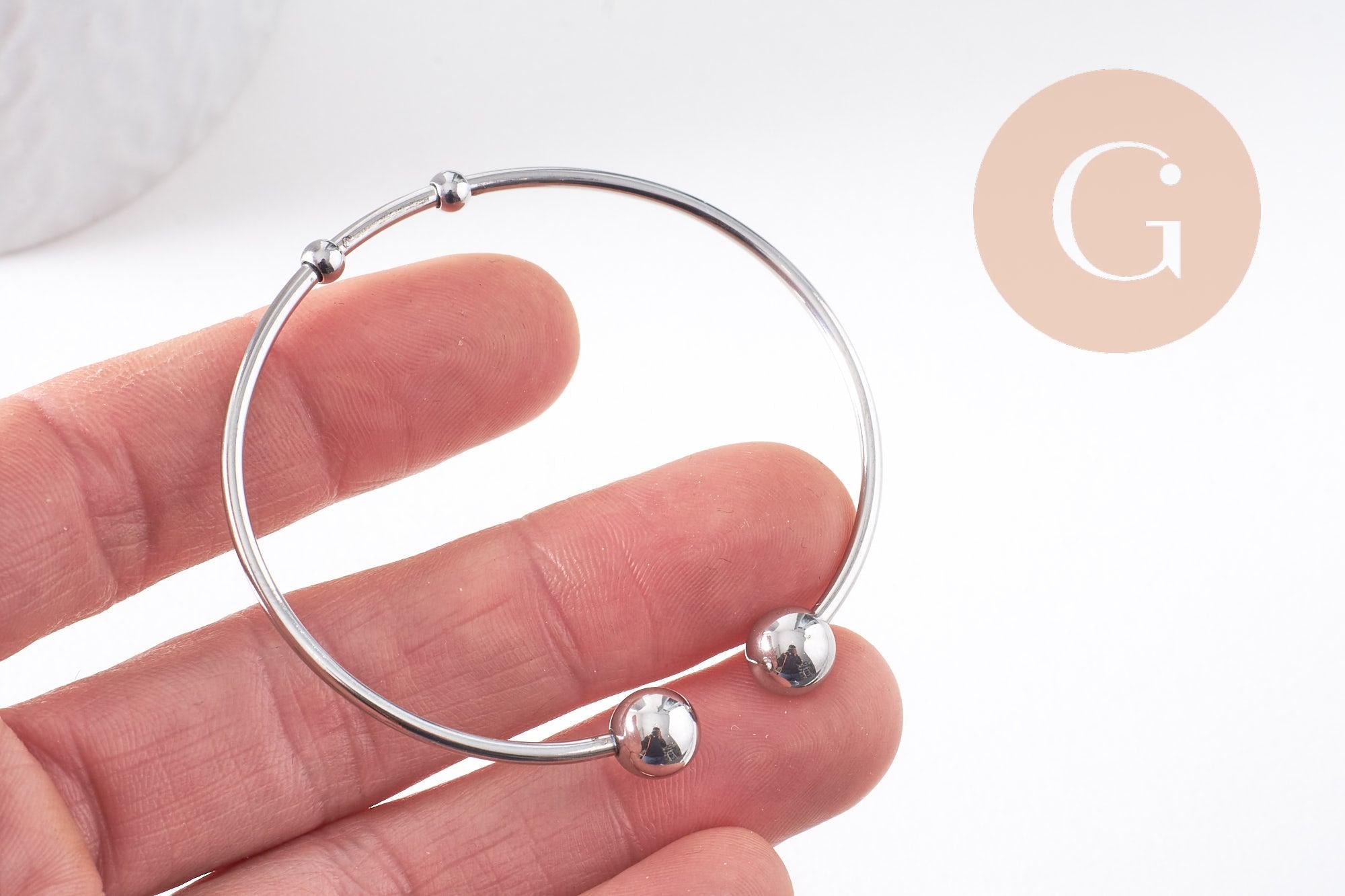 Gingerlily jonc ouvert G10314 bracelet acier platine 50-65mm
