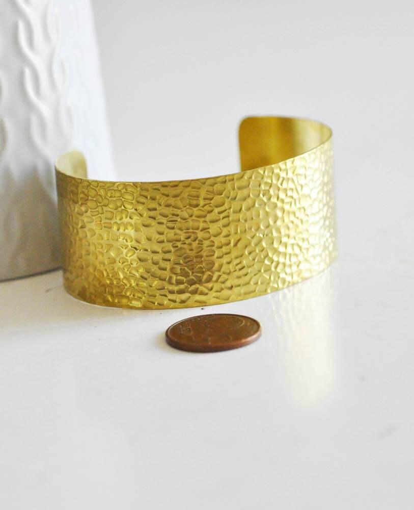 Gingerlily G452 bracelet manchette martelé laiton brut 30mm à l'unité