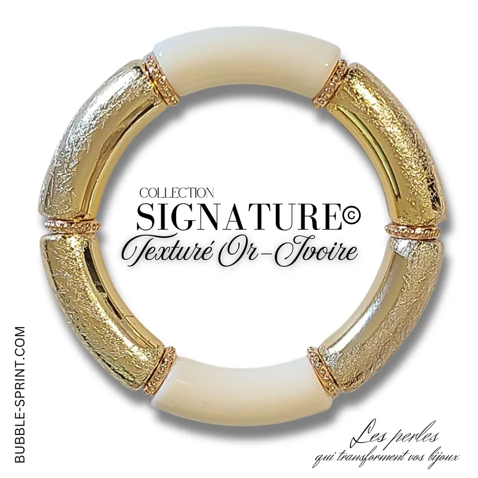 ARTSHOP Signature kit bracelet ivoire paillettes dorées