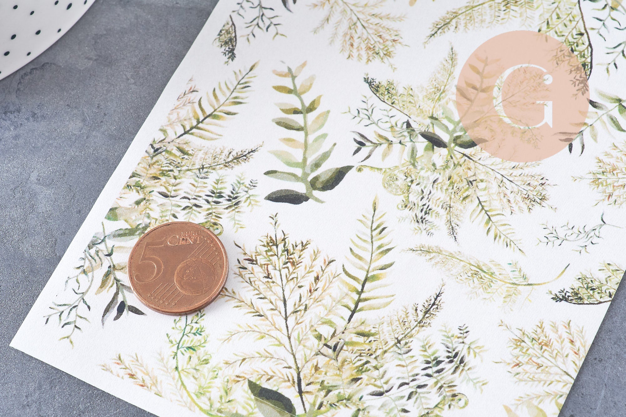 Gingerlily Pâte polymère G10775 feuille transfert fougères 14x10