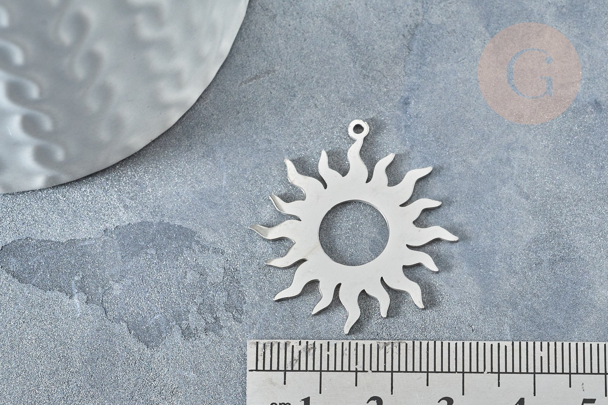 Gingerlily Pendentifs Soleil Acier Platine 32.5mm Inox