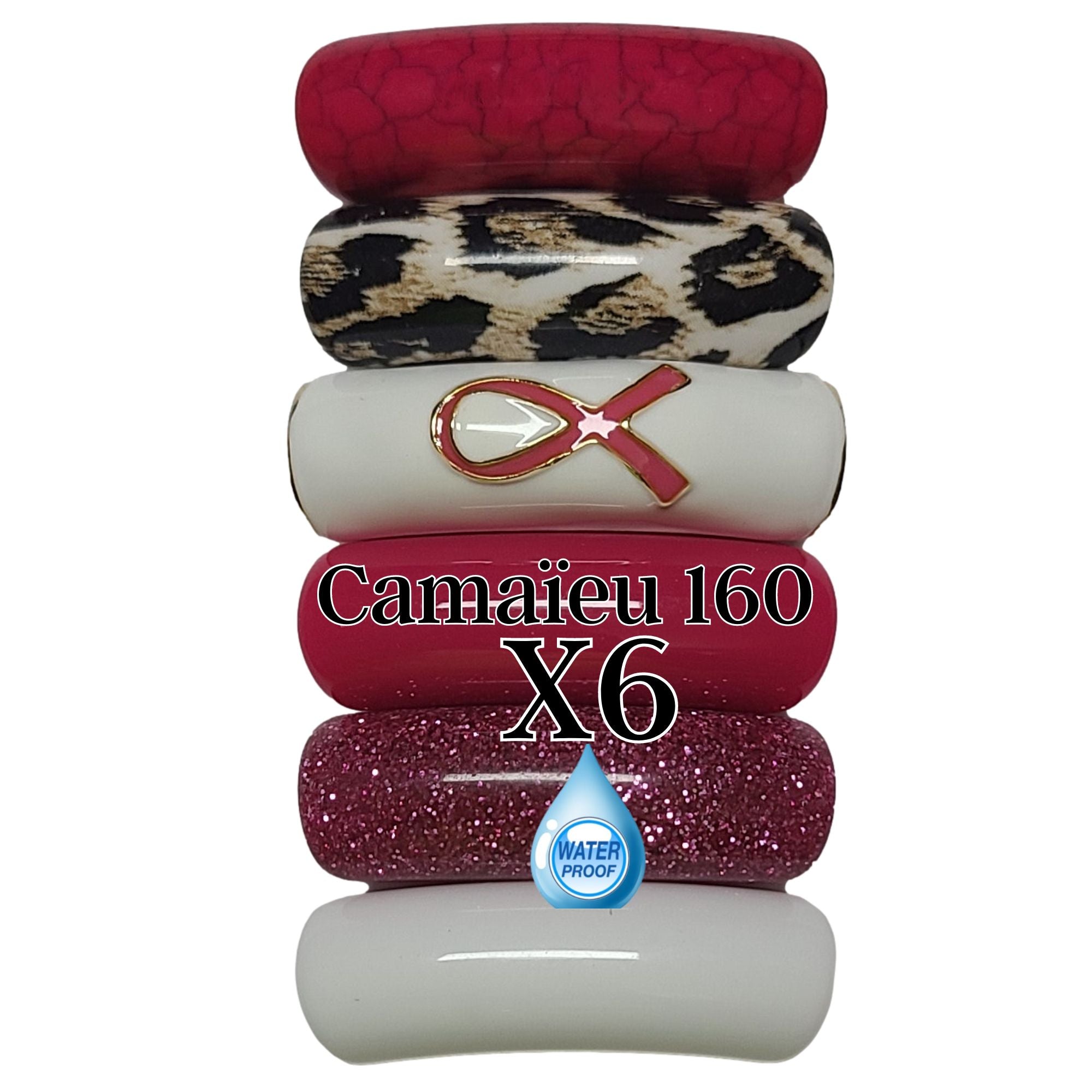 ARTSHOP Camaieux 160 lot 6 tubes incurvés ruban rose 12mm