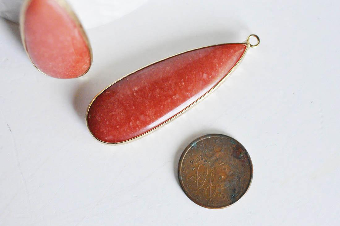 Gingerlily G1766 pendentif goutte jade rouge 58 mm