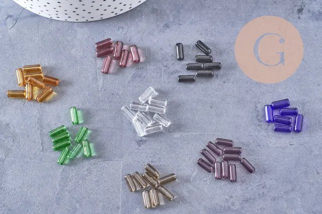 Gingerlily G1082 perles tube verre coloré 10mm lot 20