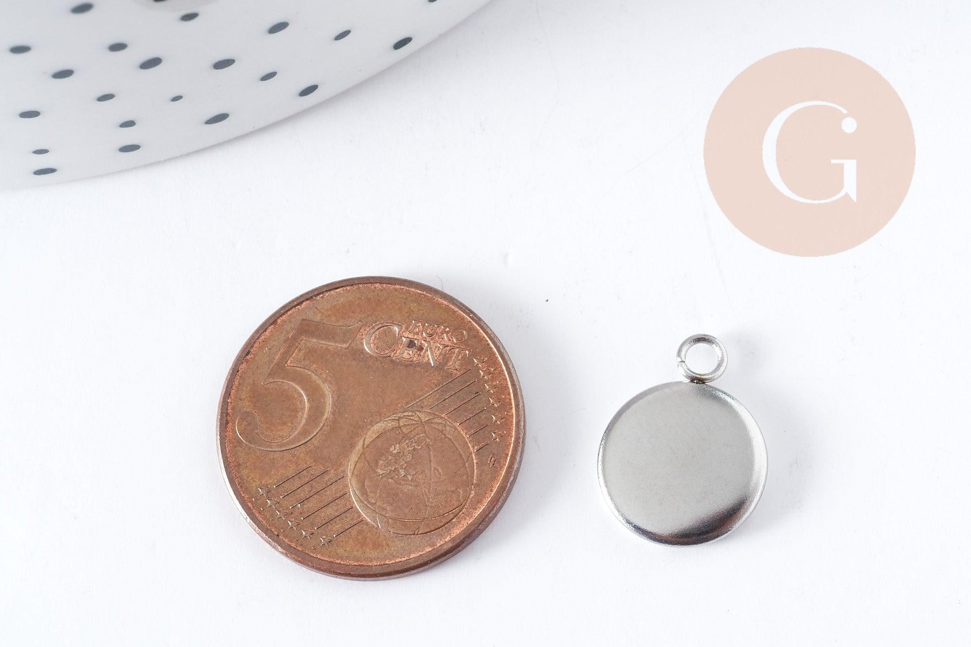Gingerlily Pendentif support cabochon acier platine 15 mm x10