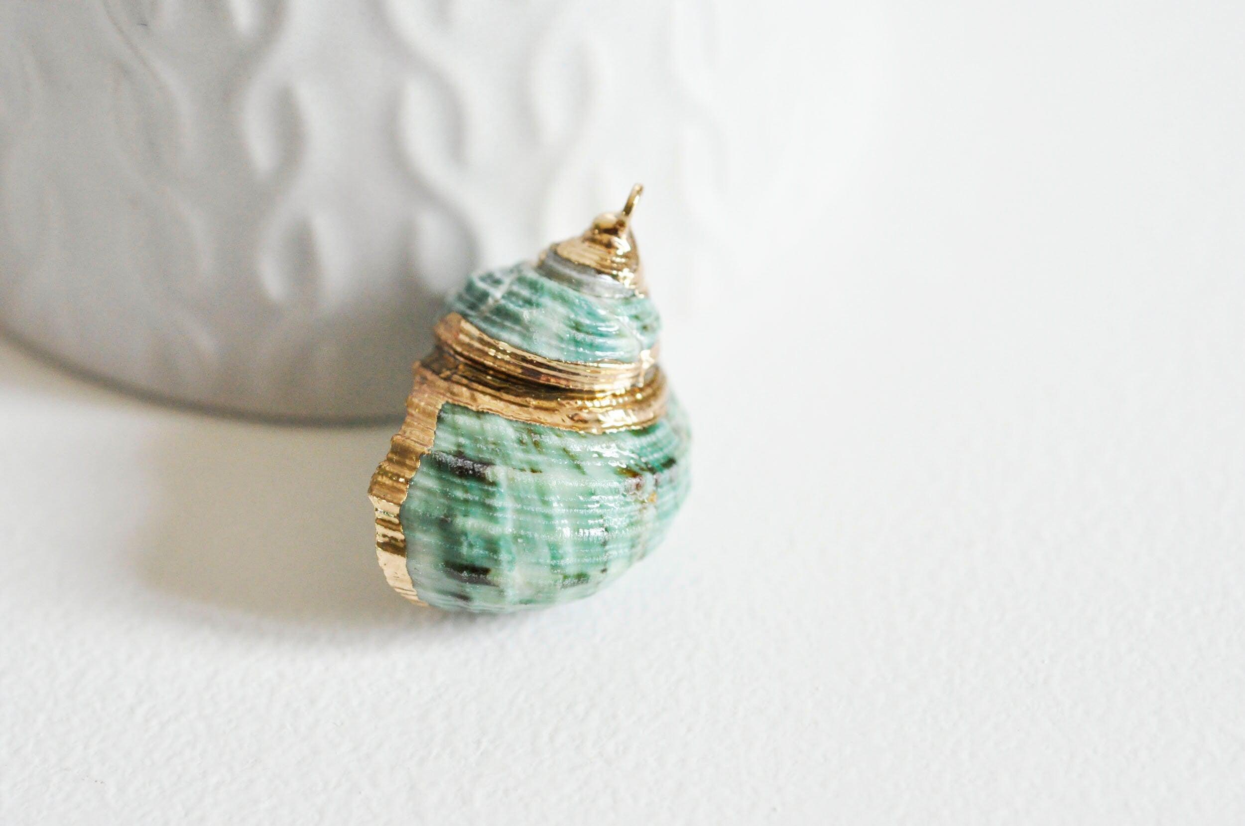 Gingerlily Pendentifs DIY G0609 coquillage vert doré 25mm