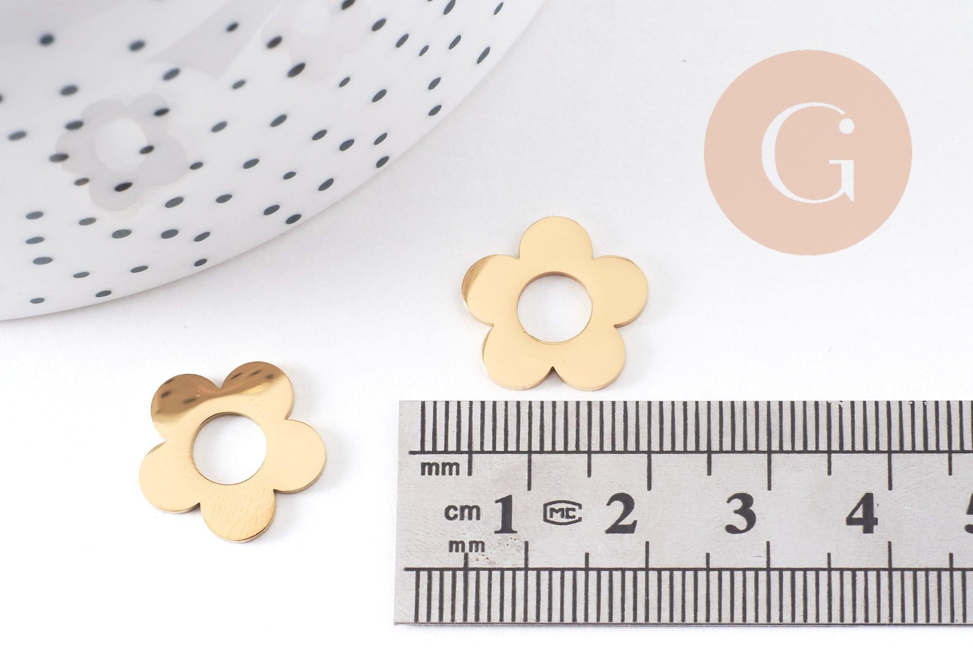 Gingerlily Perles G10334 pendentif fleur acier doré PVD 16mm