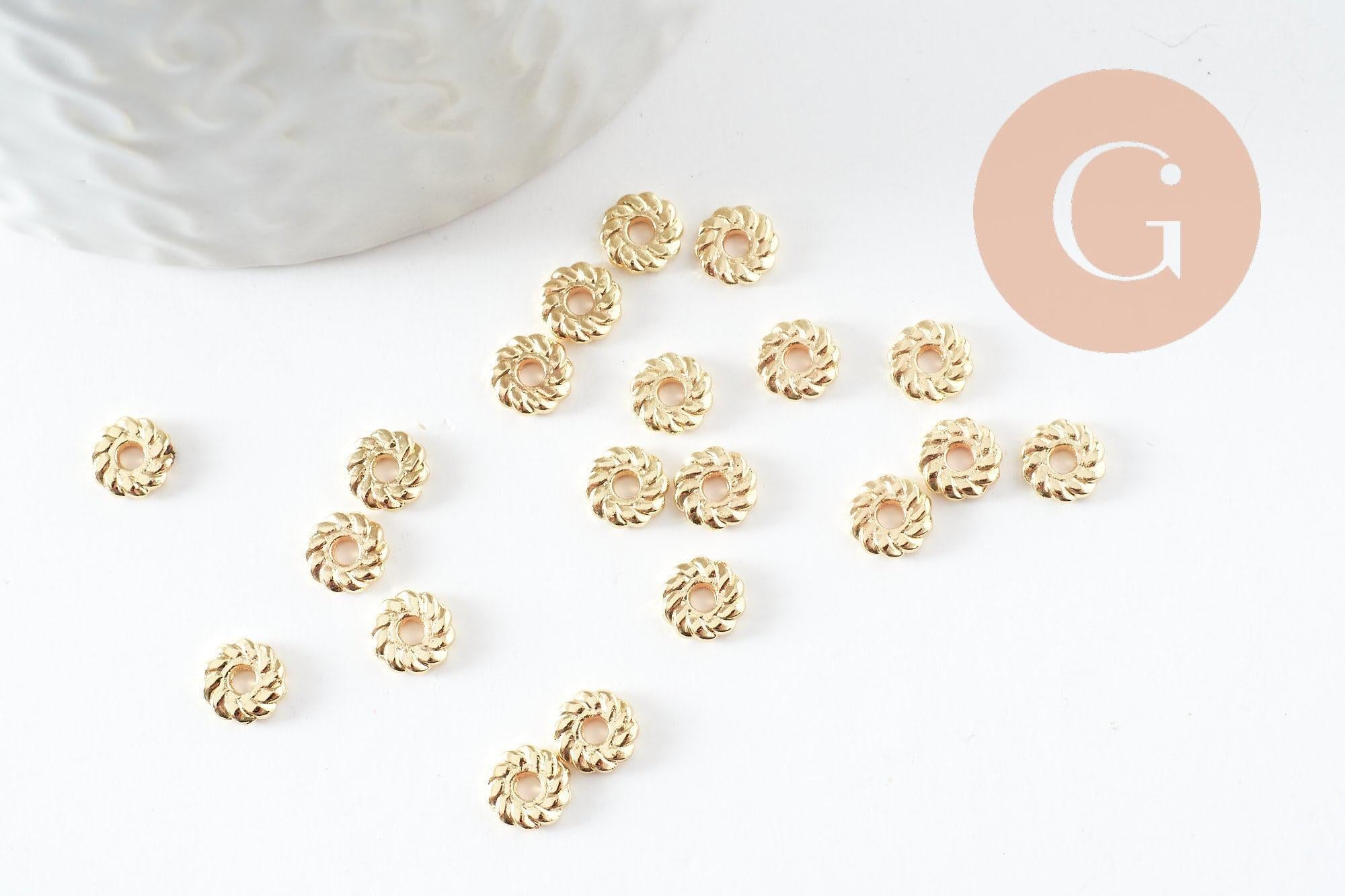 Gingerlily Perles G9545 rondelle striée dorée 6mm lot 20