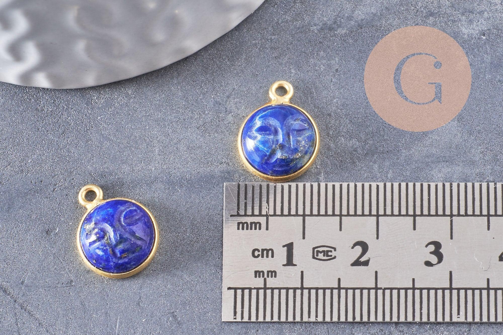Gingerlily Pendentifs visage lune G9876 lapis lazuli 19mm x1