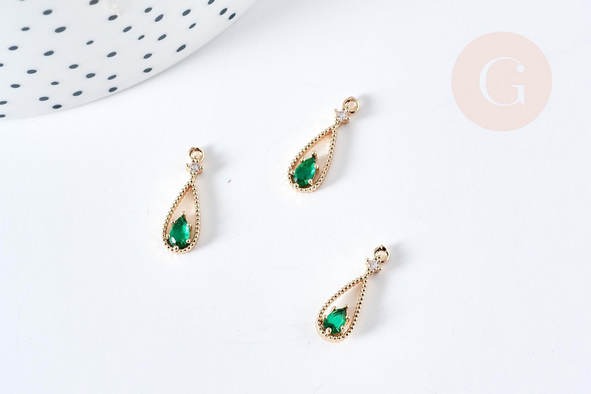 Gingerlily Pendentifs DIY pendentif goutte G8436 zircon vert 17,5mm