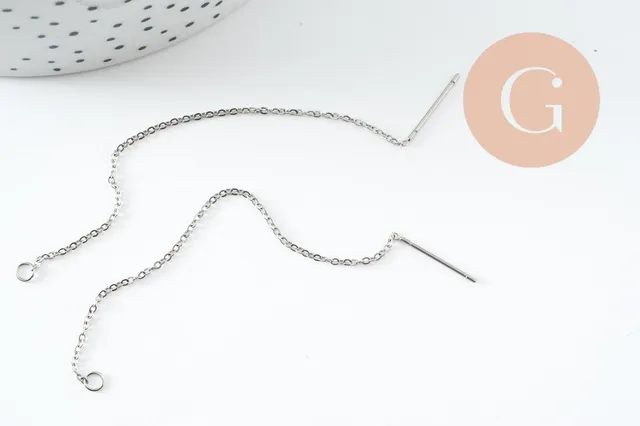 Gingerlily support boucles tige chaîne acier platine 98mm x2