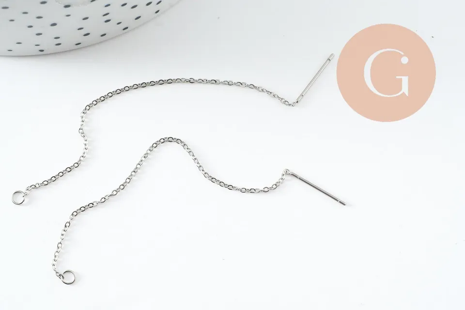 Gingerlily support boucles tige chaîne acier platine 98mm x2