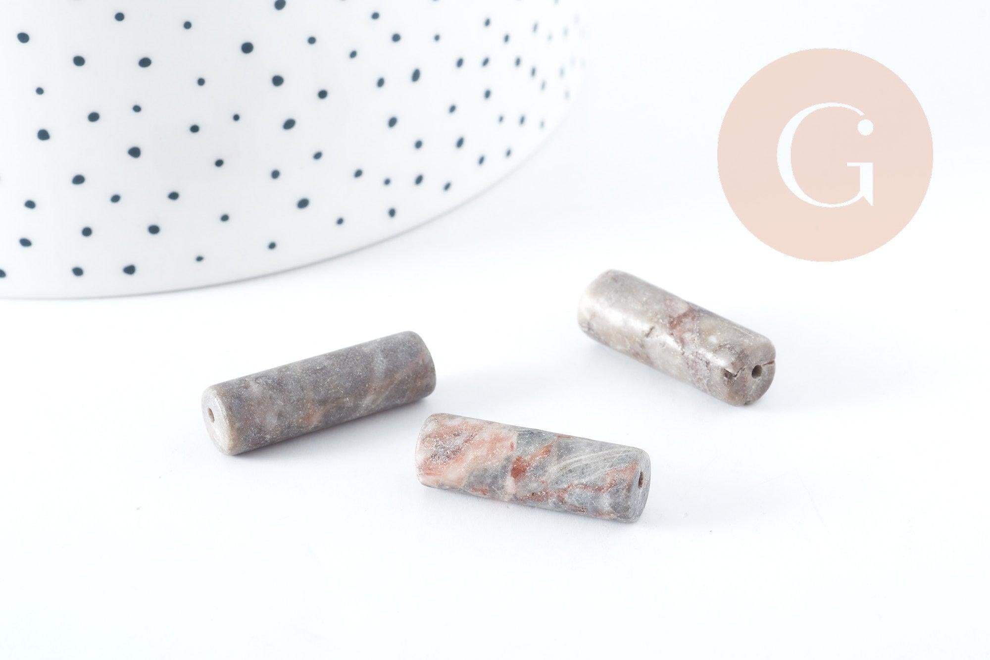 Gingerlily Perles tube jaspe beige G8288 perle 27mm x5 pierre