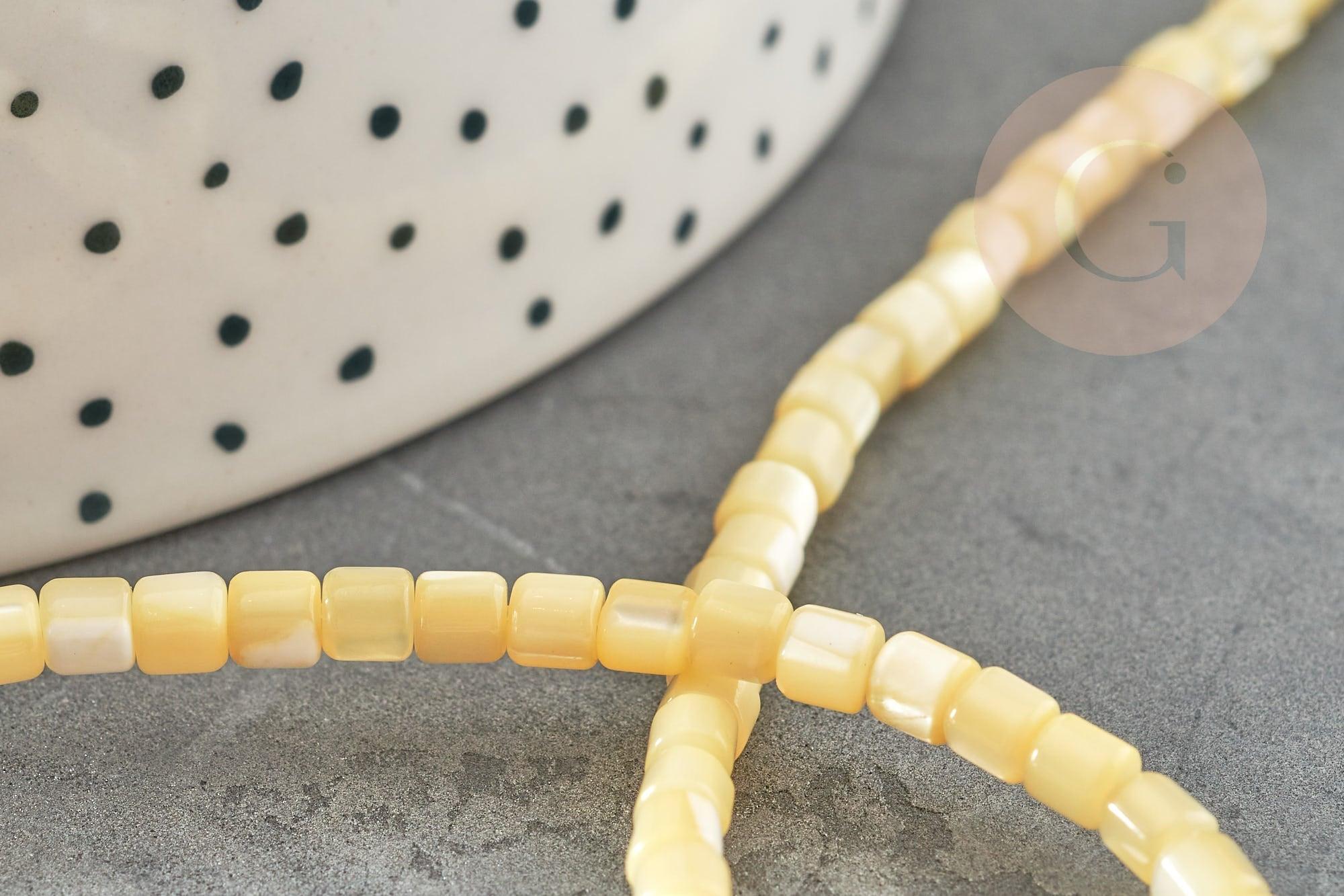Gingerlily Perles G9241 fil perles nacre heishi jaune pastel 20cm