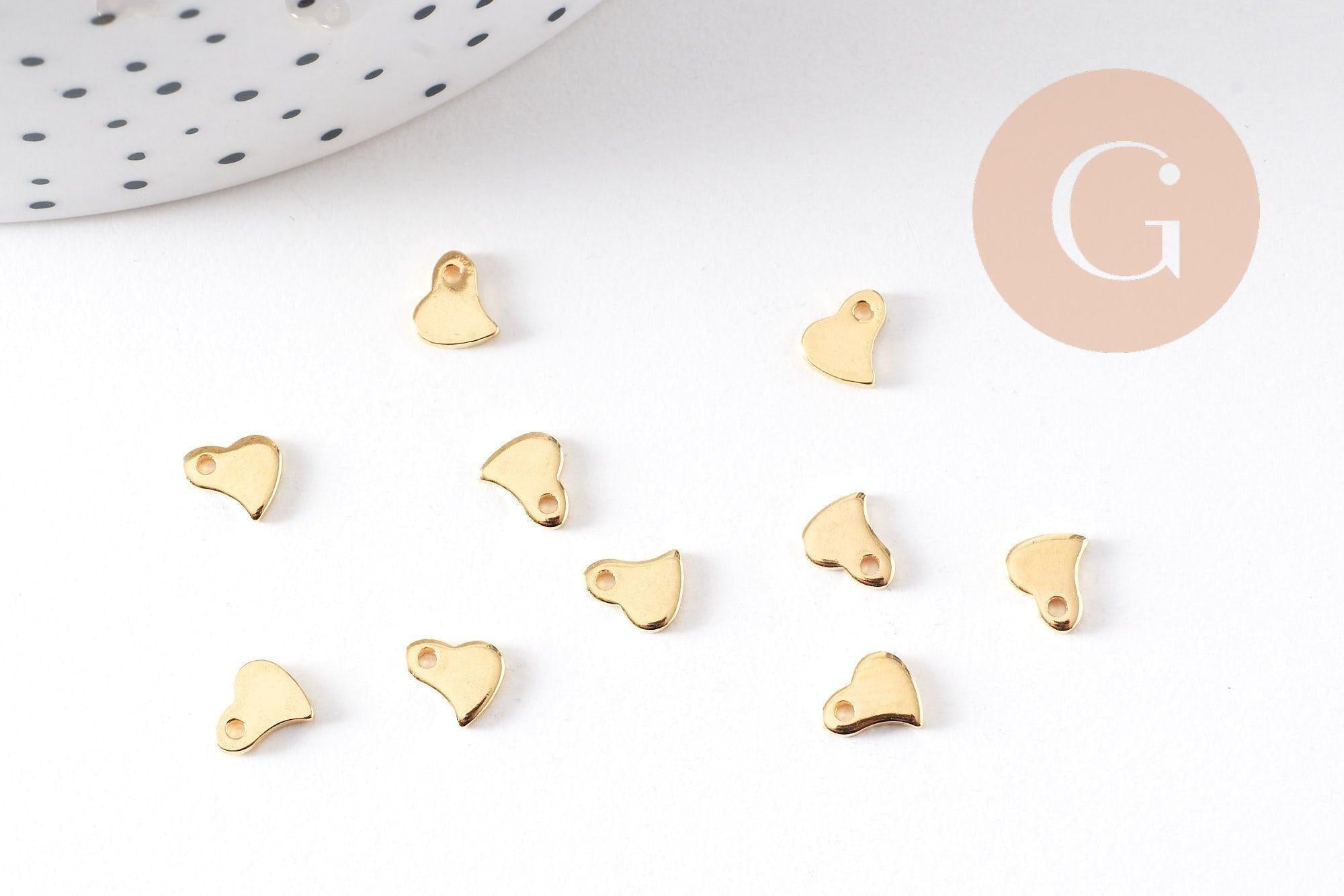 Gingerlily Pendentifs breloque coeur doré 6 mm x10