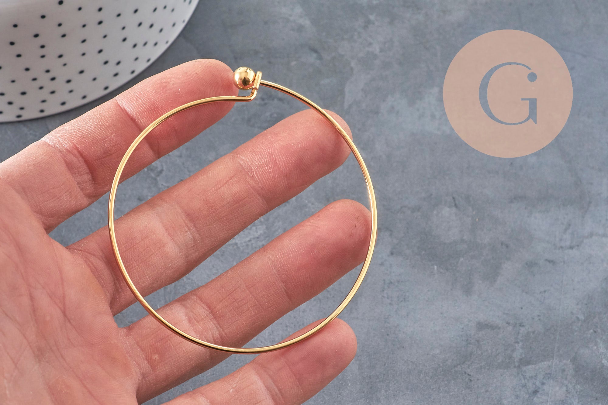 Gingerlily Accessoires G11264 bracelet jonc doré boule 62mm