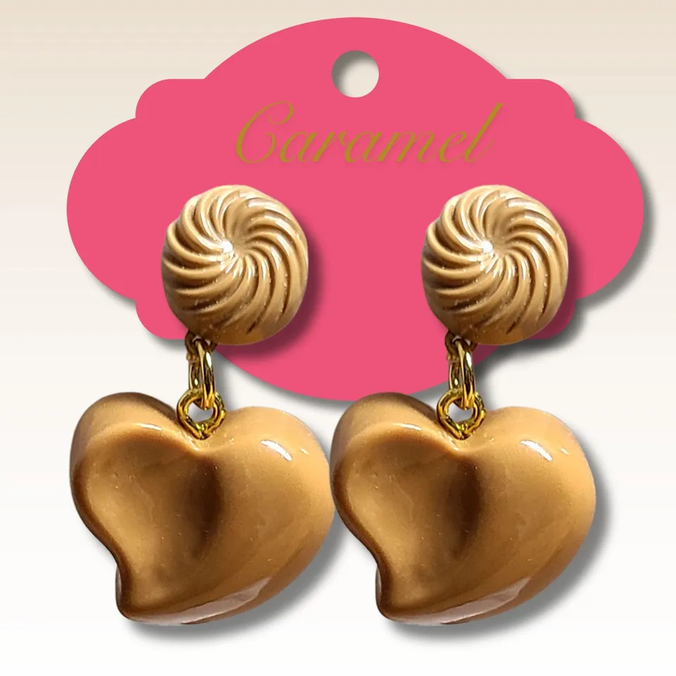 ARTSHOP Bijoux en KITS kit boucles coeurs caramel résine