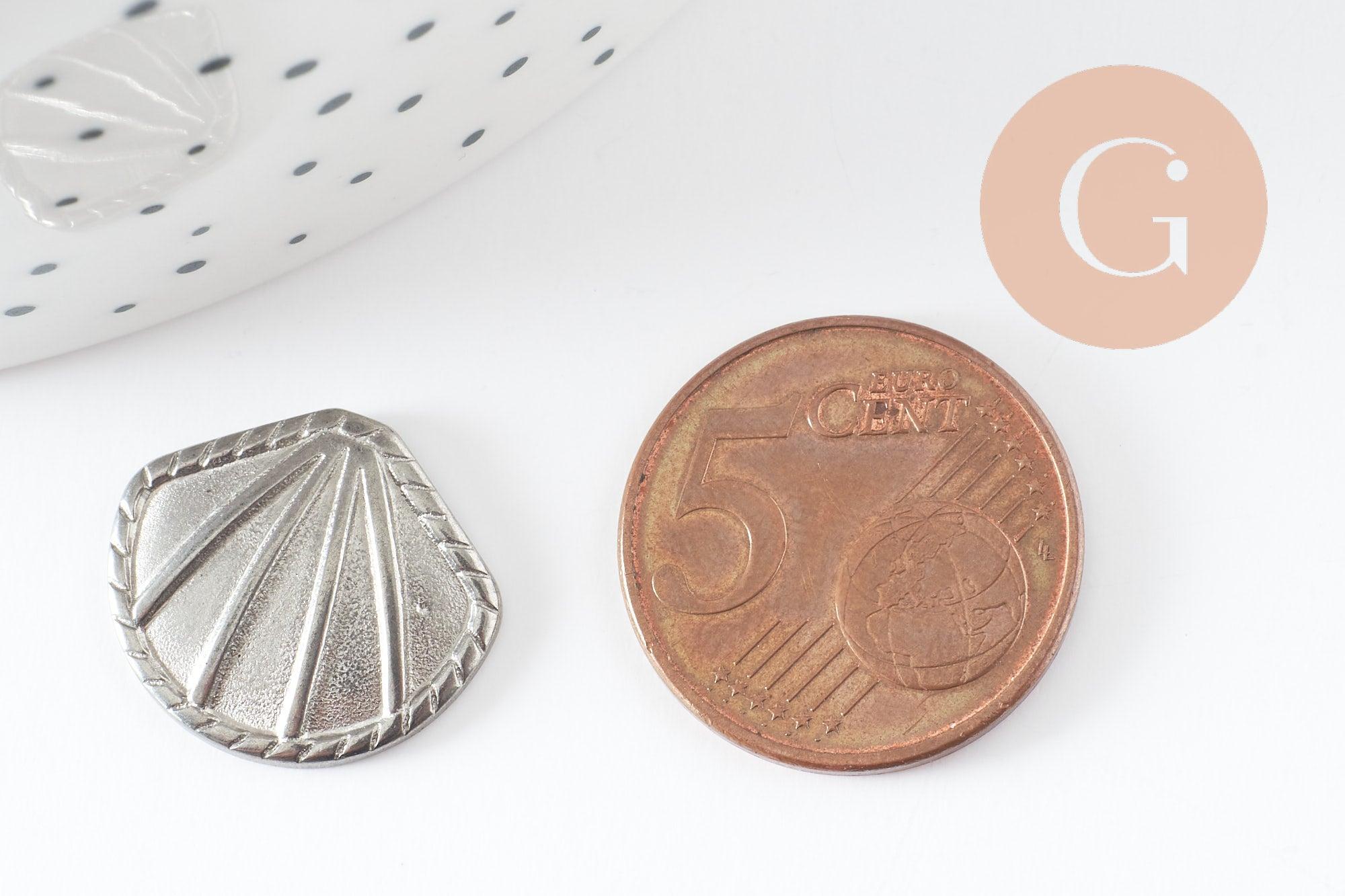 Gingerlily G10193 cabochon coquillage acier platine 18,5 mm