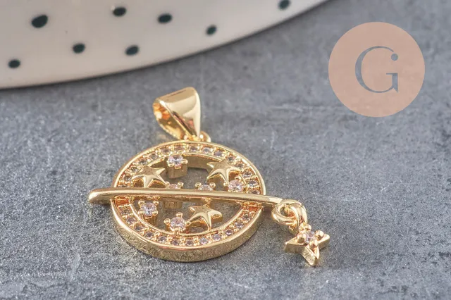 Gingerlily Pendentifs G7388 médaillon planète zircons 21 mm