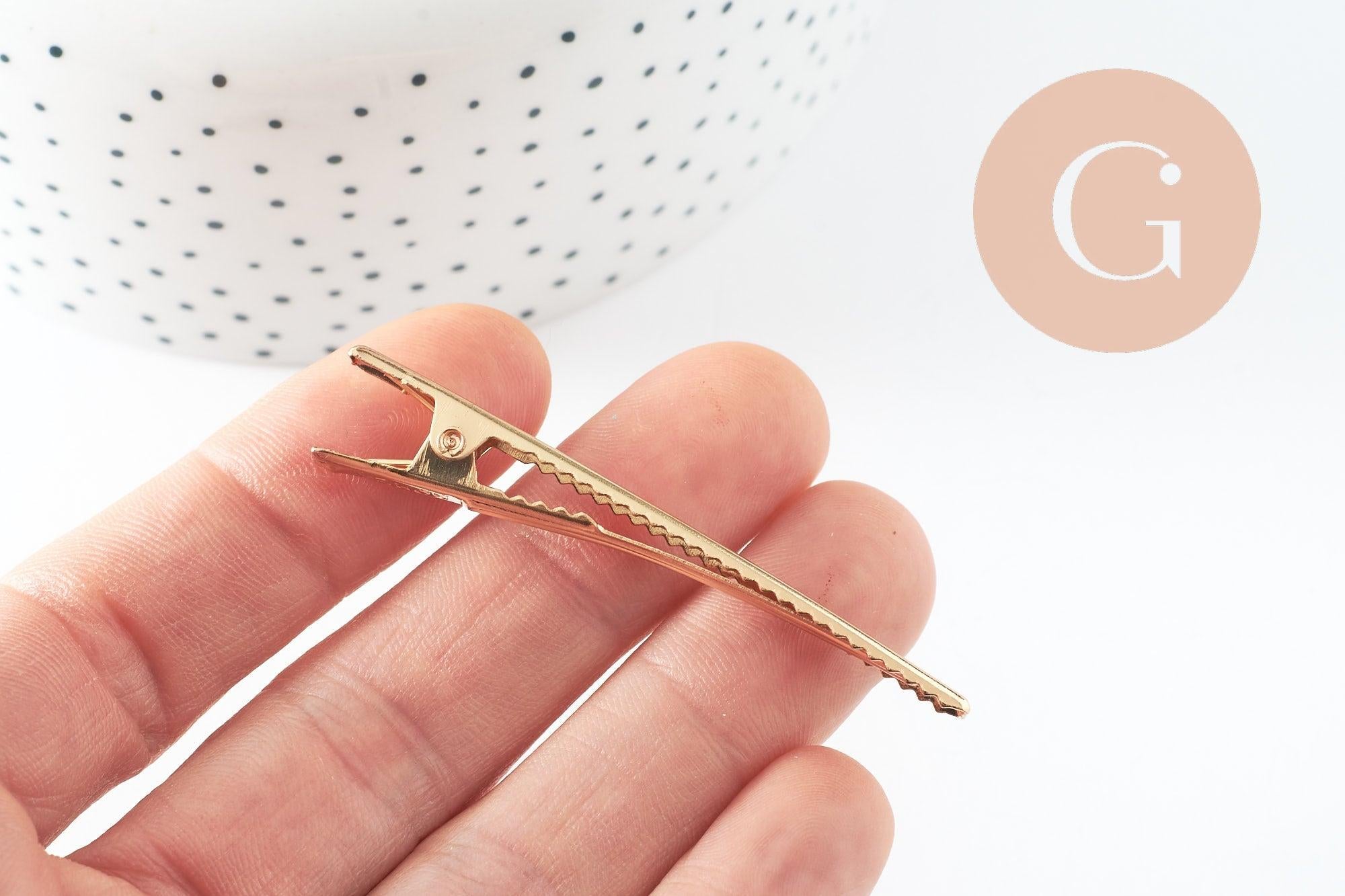 Gingerlily Support barrette pince doré 60mm lot de 2