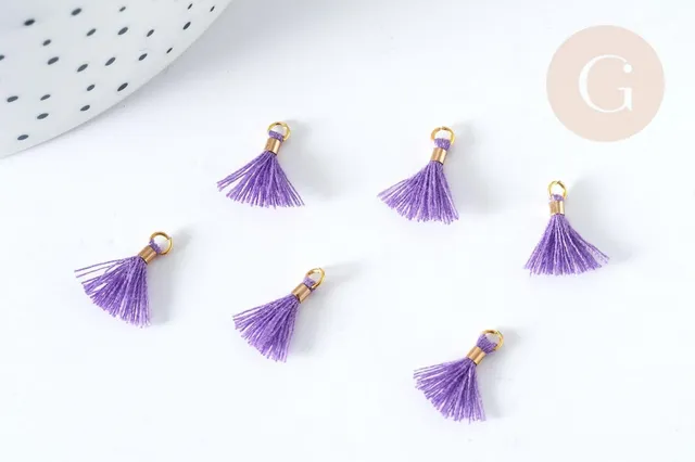 Gingerlily Pompons violets polyester support doré 10-15mm x10