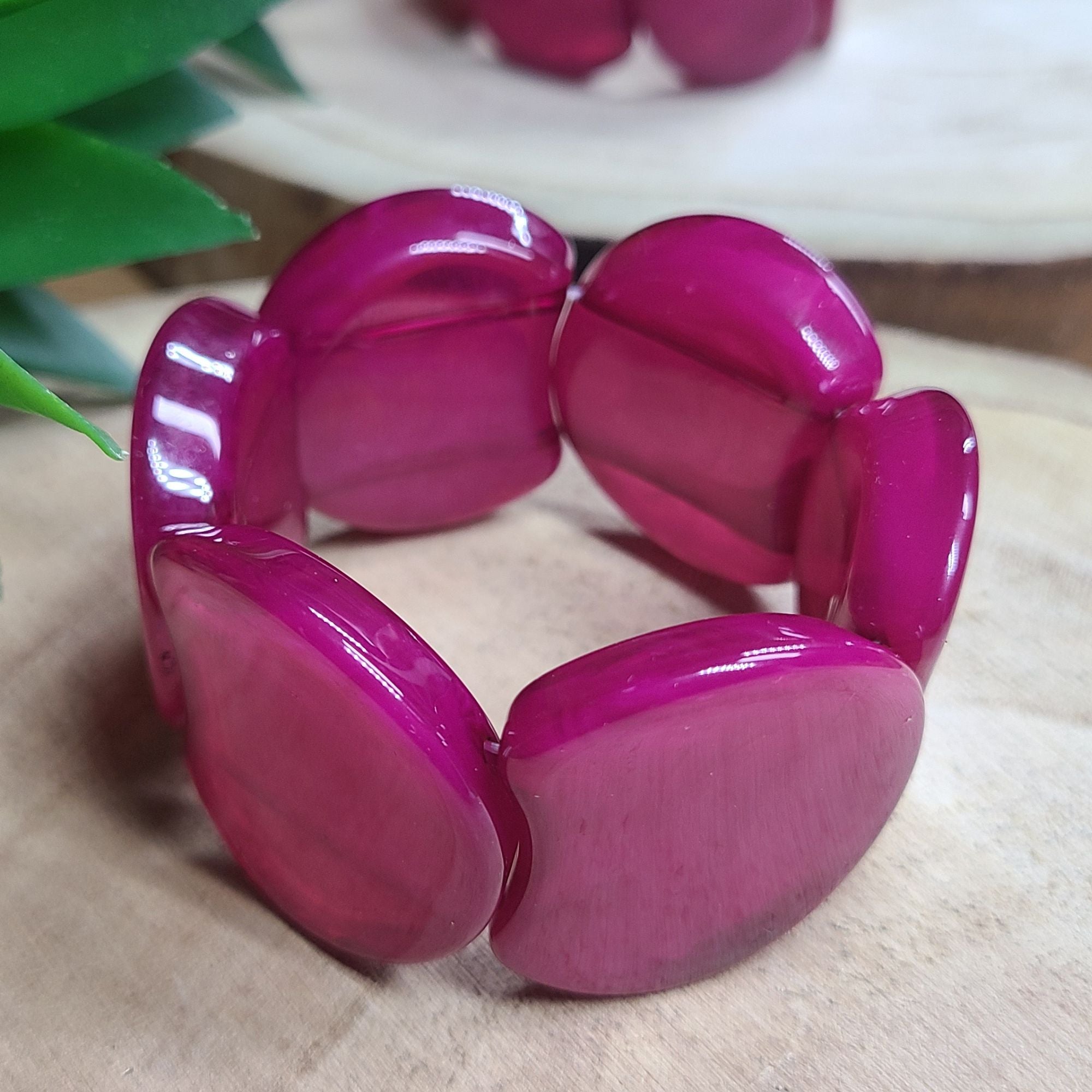 ARTSHOP Palets LUNE MOON 19 perle résine magenta marbré x1